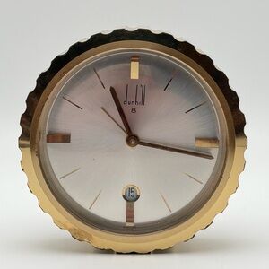 DUNHILL SWISS MADE DESK CLOCK – GOLD TONE – VINTAGE
